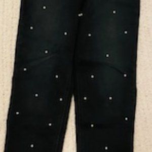 DG2 Black Stretch Straight Leg jeans with Pearls